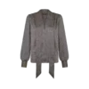 Blouse en soie à manches longues, col en V et lavallière Blouse en soie à manches longues, col en V et lavallière