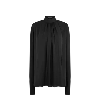 Blouse à manches longues en georgette de soie lavée