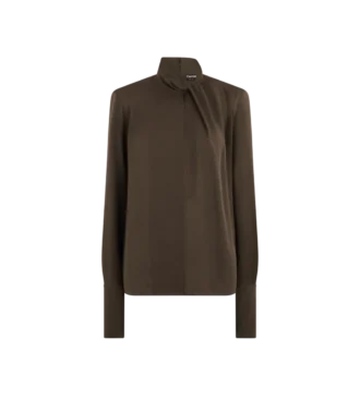 Blouse à manches longues en georgette de soie lavée