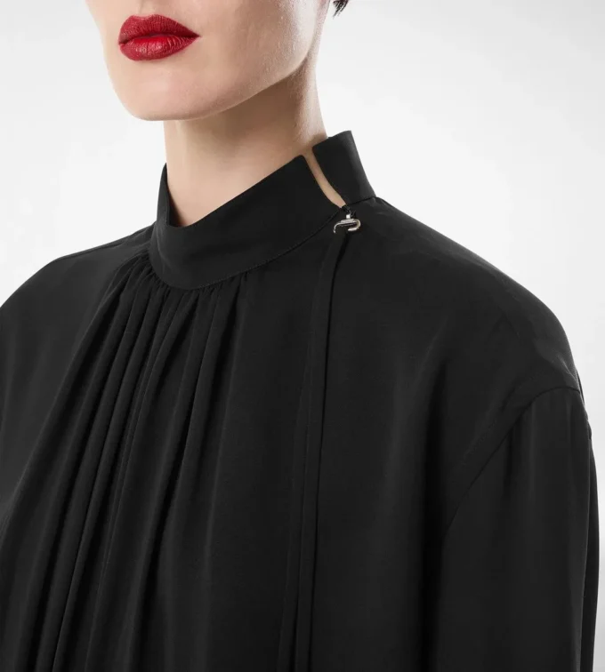 Blouse à manches longues en georgette de soie lavée Blouse à manches longues en georgette de soie lavée