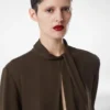 Blouse à manches longues en georgette de soie lavée Blouse à manches longues en georgette de soie lavée