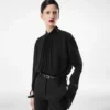 Blouse à manches longues en georgette de soie lavée Blouse à manches longues en georgette de soie lavée