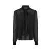 Blouse à manches longues et col lavallière avec détails plissés Blouse à manches longues et col lavallière avec détails plissés