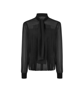 Blouse à manches longues et col lavallière avec détails plissés