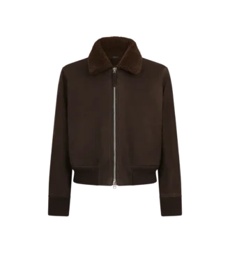 Blouson aviateur en nubuck et peau lainée