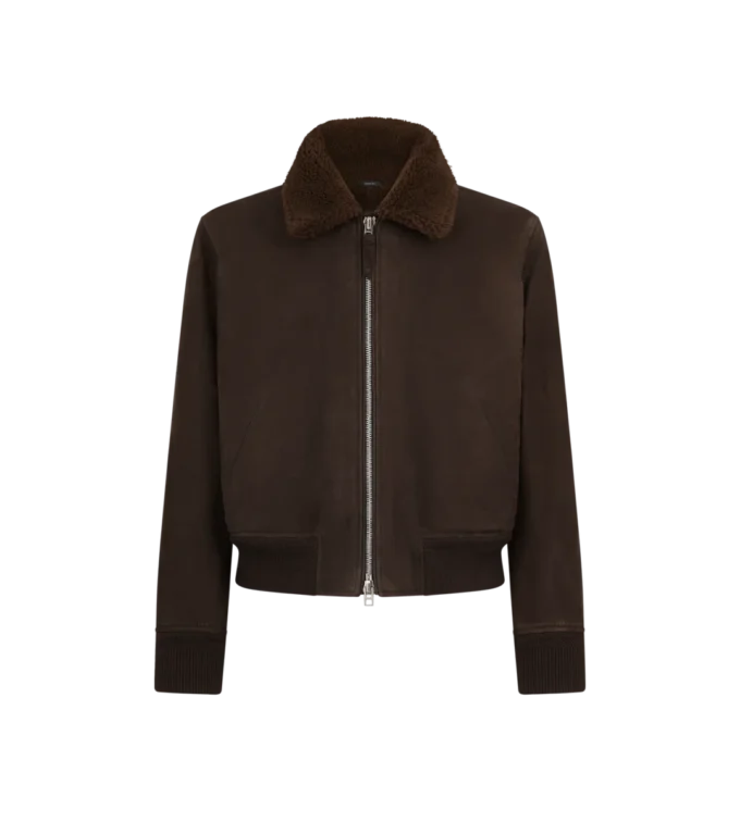 Blouson aviateur en nubuck et peau lainée Blouson aviateur en nubuck et peau lainée