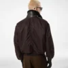 Blouson aviateur en nylon avec col en peau lainée Blouson aviateur en nylon avec col en peau lainée