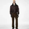 Blouson aviateur en nylon avec col en peau lainée Blouson aviateur en nylon avec col en peau lainée