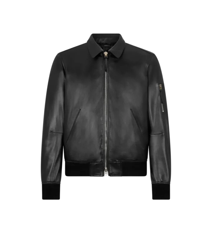 Blouson à col plongeant en cuir nappa souple Blouson à col plongeant en cuir nappa souple