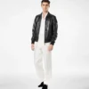 Blouson à col plongeant en cuir nappa souple Blouson à col plongeant en cuir nappa souple
