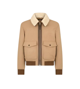 Blouson à double col en peau lainée fendable