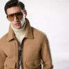 Blouson à double col en peau lainée fendable