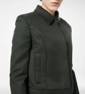 Blouson en coton viscose sergé avec passepoil