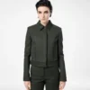Blouson en coton viscose sergé avec passepoil Blouson en coton viscose sergé avec passepoil