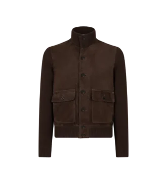 Blouson en mérinos avec devant en daim