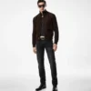 Blouson en mérinos avec devant en daim