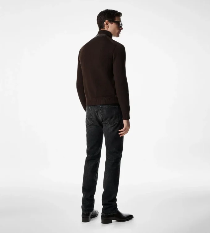 Blouson en mérinos avec devant en daim