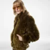 Blouson en peau lainée avec détails en cuir Blouson en peau lainée avec détails en cuir