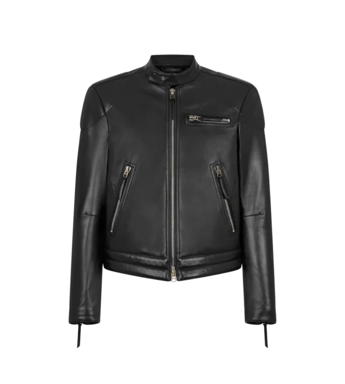 Blouson motard en cuir grainé nappa Blouson motard en cuir grainé nappa