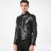Blouson motard en cuir grainé nappa Blouson motard en cuir grainé nappa