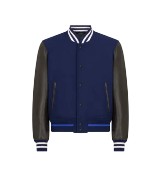 Bomber universitaire à manches en cuir