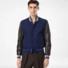 Bomber universitaire à manches en cuir Bomber universitaire à manches en cuir