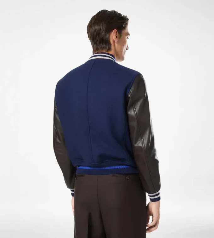 Bomber universitaire à manches en cuir Bomber universitaire à manches en cuir