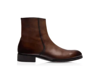 Bottes à fermeture éclair Edgar en cuir bruni