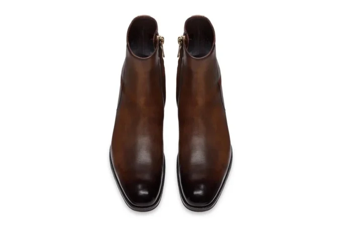 Bottes à fermeture éclair Edgar en cuir bruni