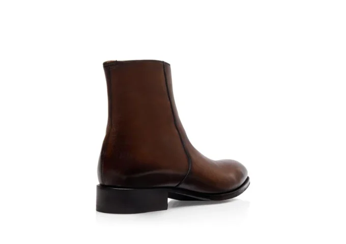 Bottes à fermeture éclair Edgar en cuir bruni