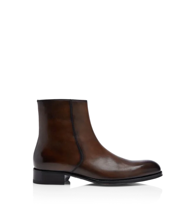 Bottes à fermeture éclair Elkan en cuir bruni