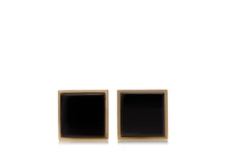 Boutons de manchette carrés en or et onyx