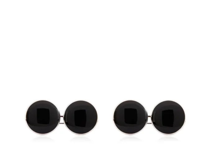 Boutons de manchette ronds en onyx