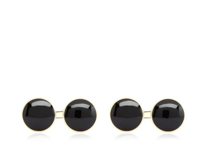 Boutons de manchette ronds en onyx