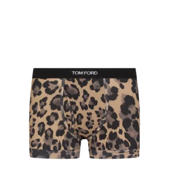 Boxers en coton imprimé léopard