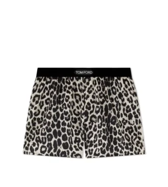 Boxers en soie Snow Leopard