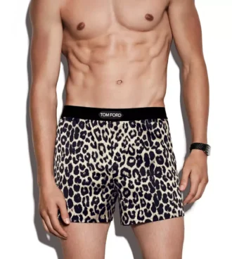 Boxers en soie Snow Leopard