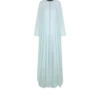 Caftan à col rond en georgette de soie avec détails en cuir