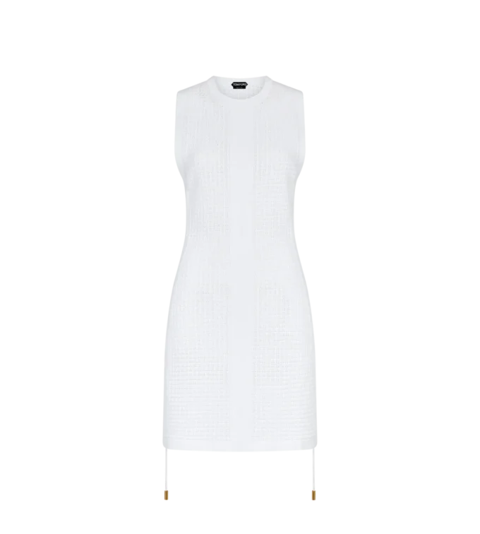 Caftan court à col rond avec cordons croisés