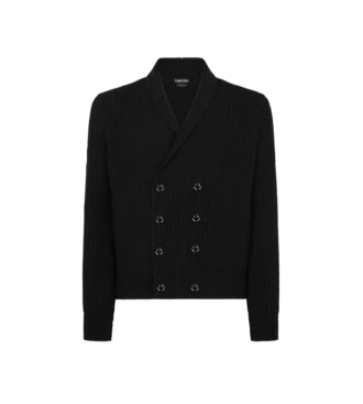 Cardigan à col châle en laine et soie