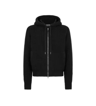 Cardigan demi-long en mérinos à capuche