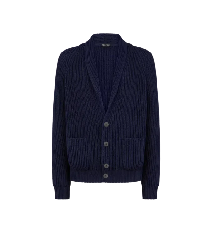 Cardigan en coton et soie à col châle