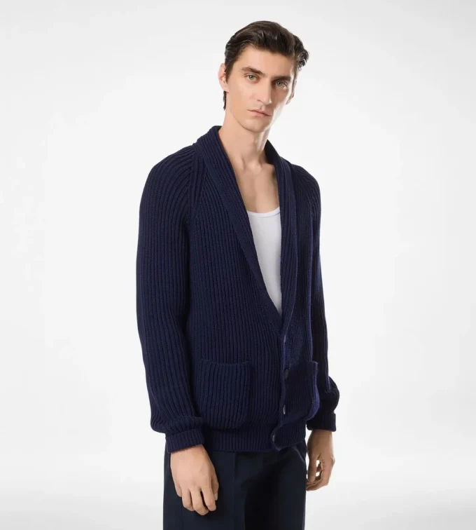 Cardigan en coton et soie à col châle