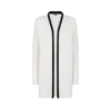 Cardigan mi-long en piqué mérinos avec bordures en satin Cardigan mi-long en piqué mérinos avec bordures en satin