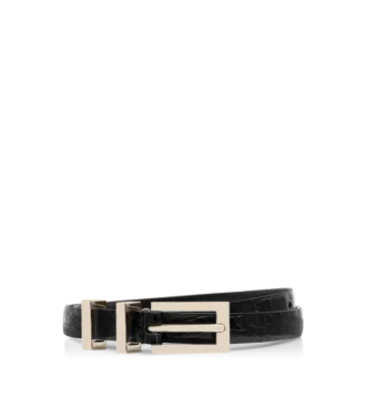 Ceinture à boucle en cuir crocodile estampé brillant