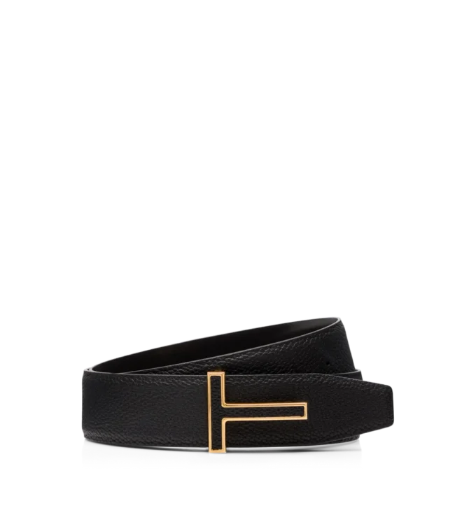 Ceinture à boucle en cuir grainé