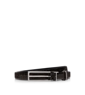Ceinture à boucle en métal imprimé croco