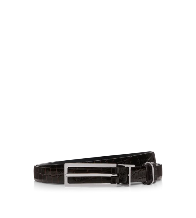 Ceinture à boucle en métal imprimé croco Ceinture à boucle en métal imprimé croco