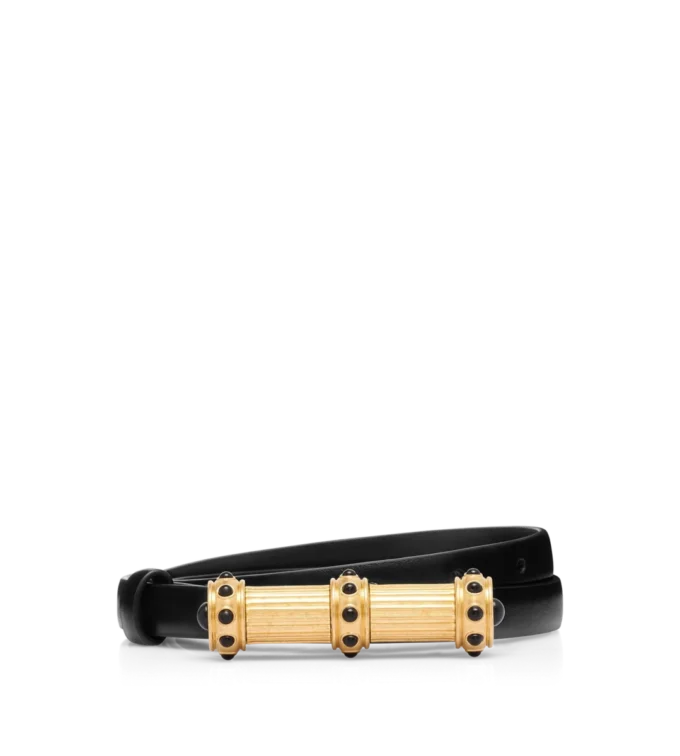 Ceinture cabochon en cuir effet palmellato