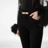 Ceinture cabochon en cuir effet palmellato